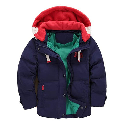 Lengender Child Boy Baby Winter Down Jacket Hooded Warm Padded Faux Fur Coat 3-11 Years (10 Years, Blue)