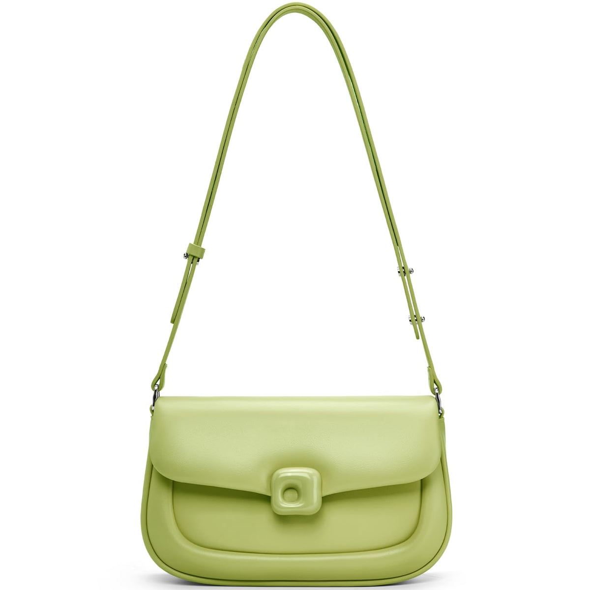 LA FESTIN Cowhide Leather Shoulder Bag for Women - Adjustable Strap Crossbody satchel bags for women for with Buckle Closure (Matcha Green)
