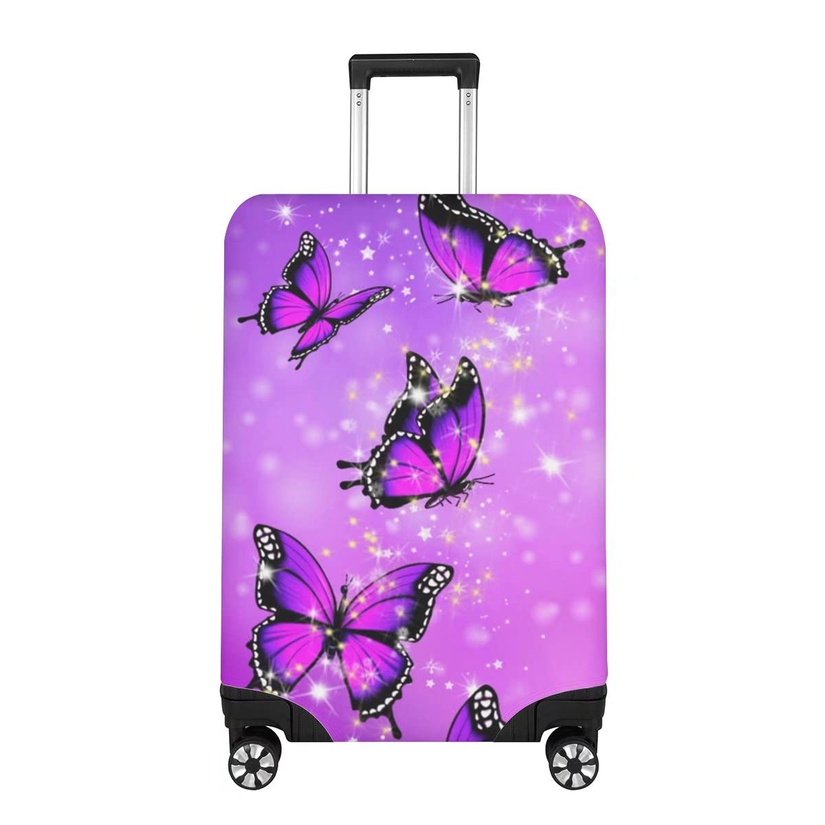 BIGCARJOB Luggage Cover Travel Suitcase Protector Bagggae Proof Fit 18-30inch Anti-scratch, Purple butterflies, XL(30"-32"cover), Xl(30"-32"cover)
