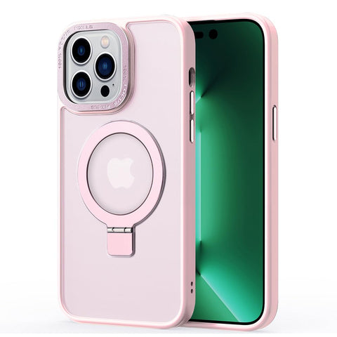 2NSPDRGNI Magnetic Case Compatible with iPhone 16 Pro Max,Translucent Matte Back Non-slip Phone Cover Protective Shockproof with Stand,Pink