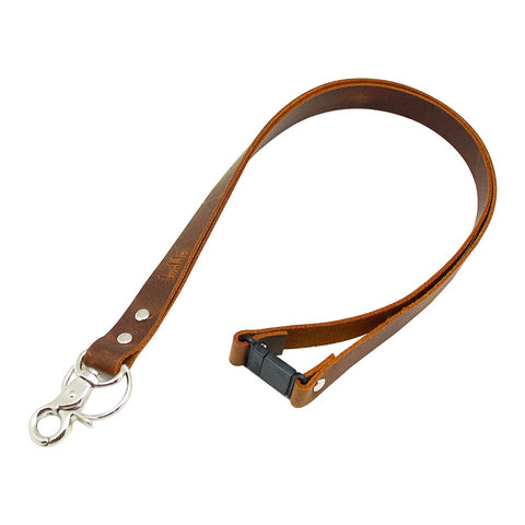 Badge Lanyard - Cowhide Leather Breakaway Neck Lanyard with Safety Breakaway Buckle and Metal Hook for ID Badge Holder, Keys, USB, Cell Phone, etc Flat Style B Dark Brown