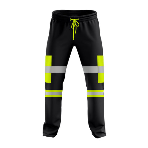 Mens Hi Vis High Visibility Two Tone Jogging Trousers Bottoms Reflective Tape Cuffed Workwear Joggers