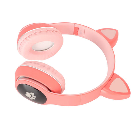Cat Ear Gaming Headphone, LED Headphone 5.0 Small Memory Card Linein Mode Powerful Bass Wired Wireless Mode for Home for Computer