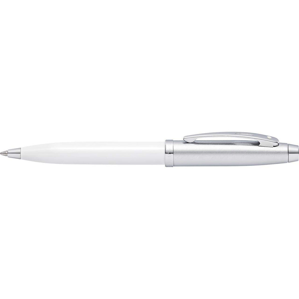 Sheaffer 100 Brushed Lacquer Ballpoint Pen, Chrome/White
