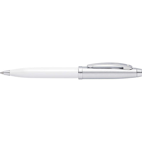 Sheaffer 100 Brushed Lacquer Ballpoint Pen, Chrome/White