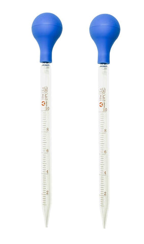 (2 Pack) Glass Graduated Medicine Dropper Pipettes Lab Dropper with Blue Rubber Cap and Scale (10ml (2 Pack))