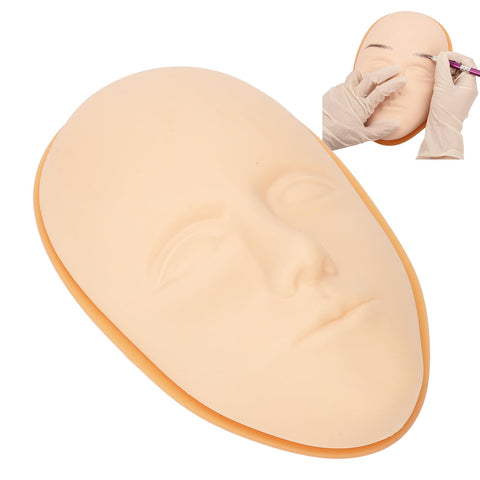 5pcs Silicone Tattoo Practice Face, 3D Microblading Cosmetic Training Fake Skins with Orange Skin Support Base