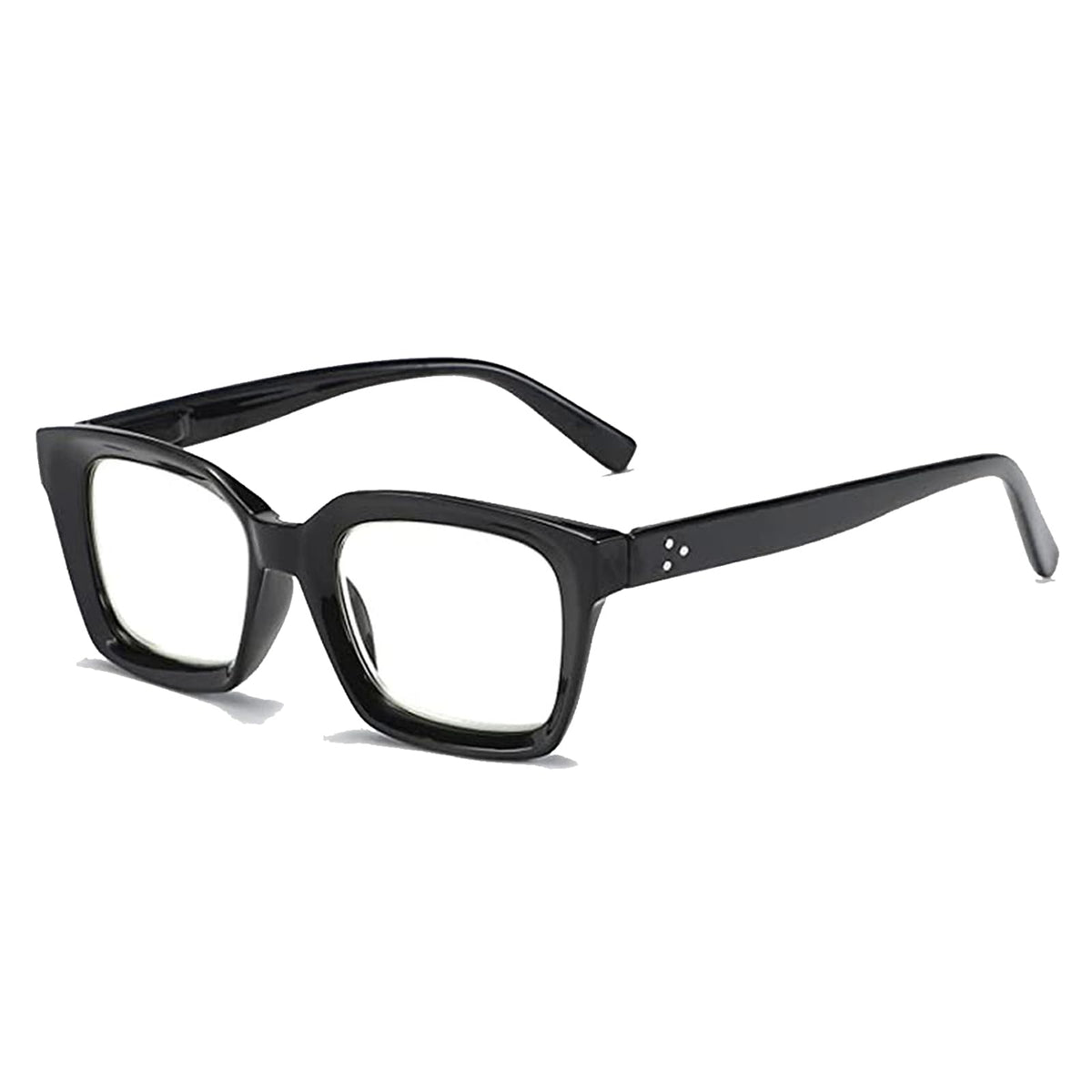Hubeye Retro Oversized Large Frame Reading Glasses for Women Men Black Square Fashion Oprah Style Blue Light Blocking Computer Reader 1.25