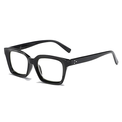 Hubeye Retro Oversized Large Frame Reading Glasses for Women Men Black Square Fashion Oprah Style Blue Light Blocking Computer Reader 1.25