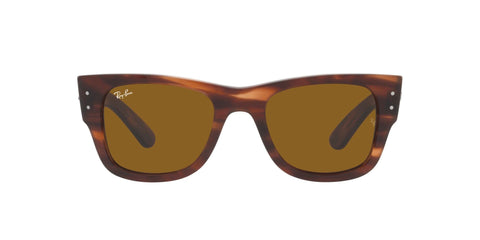 Ray-Ban RB0840SF Mega Wayfarer Low Bridge Fit Square Sunglasses, Striped Havana/Brown, 52 mm