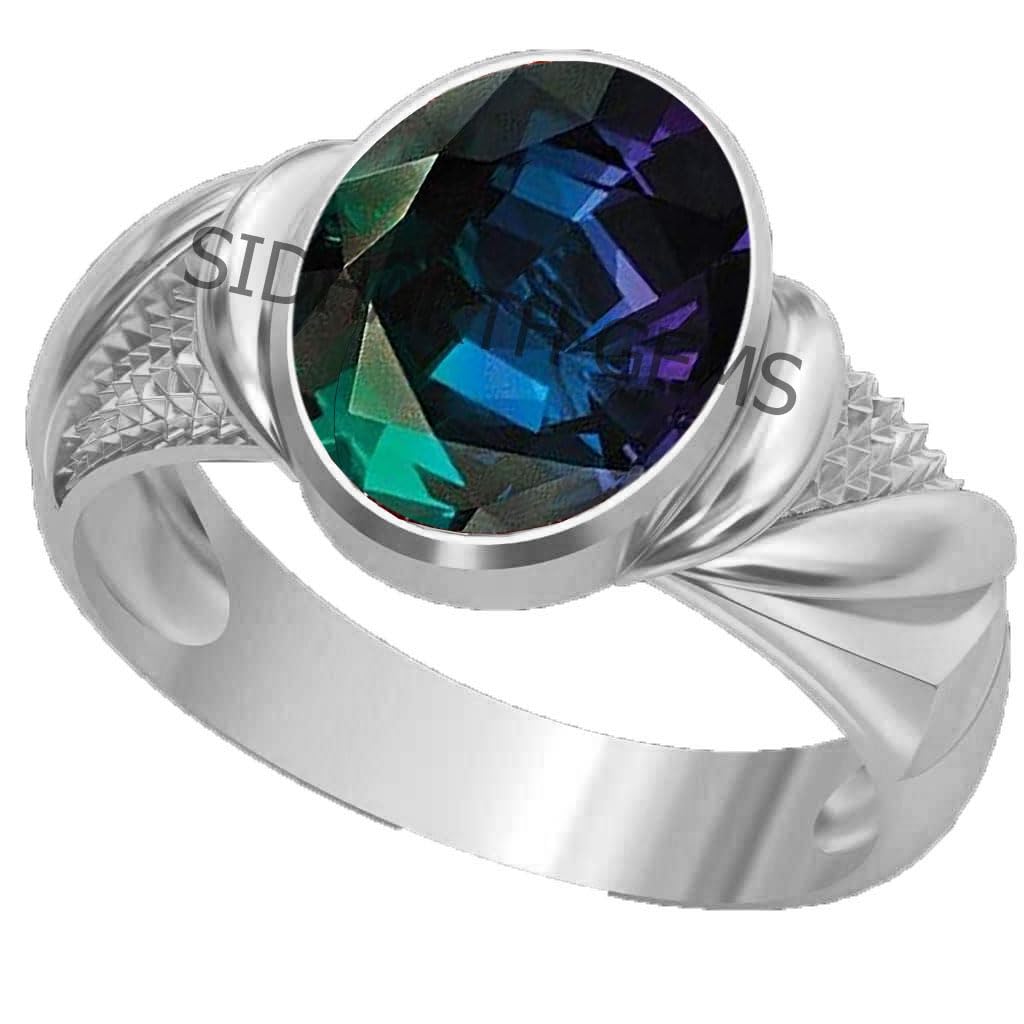Mtrolls Color Changing Alexandrite Ring Silver Plated Shinning Stone Ring 11.25 Ratti Men and Women,s