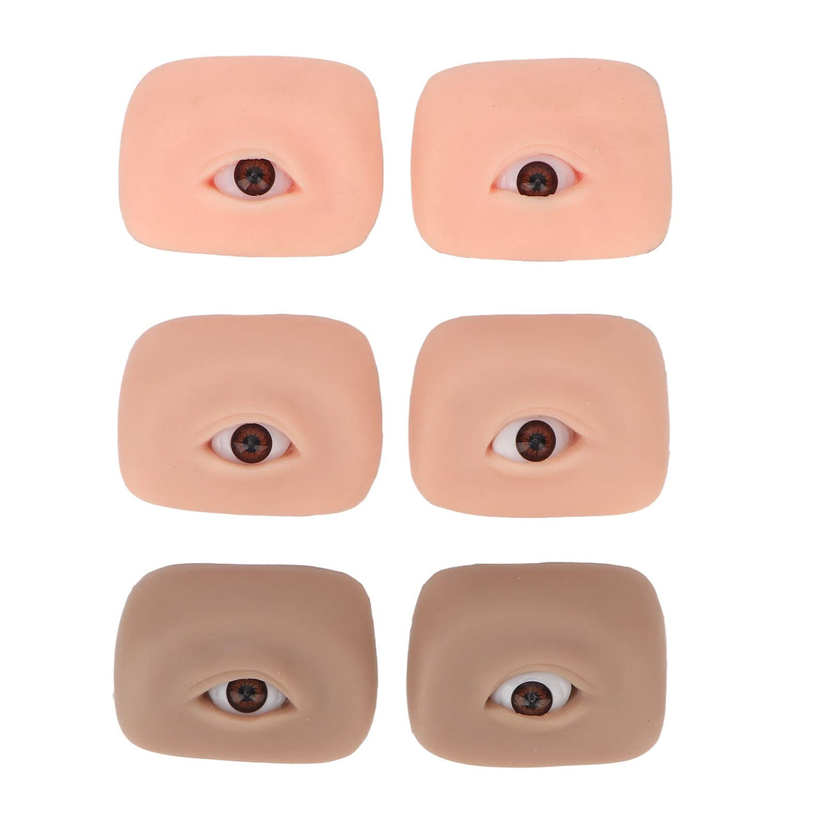 Eye Practice Skin, 3 Pairs 3D Silicone Fake Eye Practice Skin Makeup Face Board Microblading Supplies Eyebrow Eyeliner Practice Skin for Beginners and Makeup Artists Students