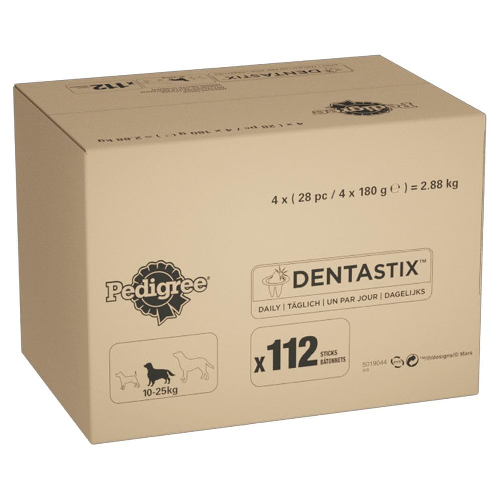 Pedigree DentaStix 112 Sticks Functional Snacks, Daily Dental Chews for Medium Dogs (10 - 25 kg), Megapack