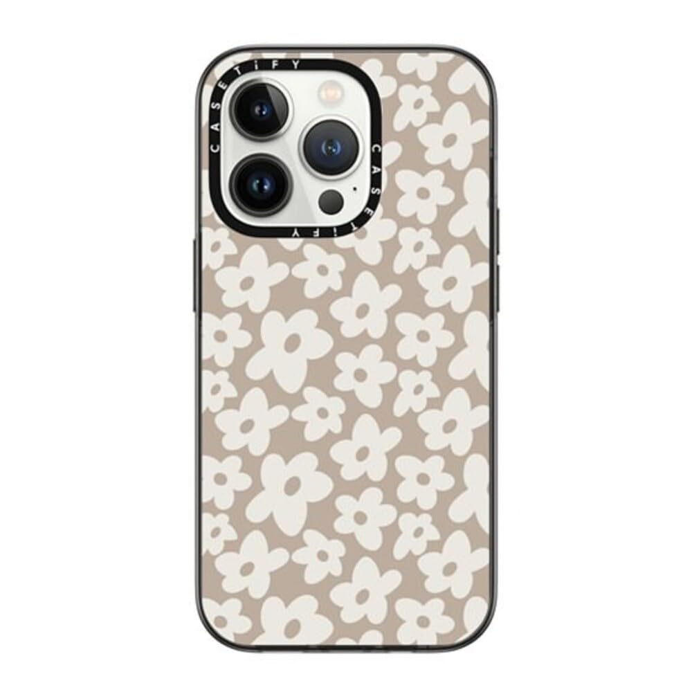 CASETiFY Compact iPhone 14 Pro Case [2X Military Grade Drop Tested / 4ft Drop Protection] - Natural Flower - Clear Black