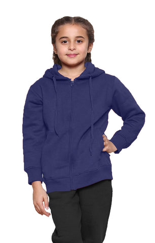 GW CLASSY OUTFIT Kids Girls Boys Zipper Hoodie Unisex Fleece Zipper Top Jacket PE School Sweat Hoodie Casual Fashion UK Size 4-13 Years (11-12 Years, Navy Blue)