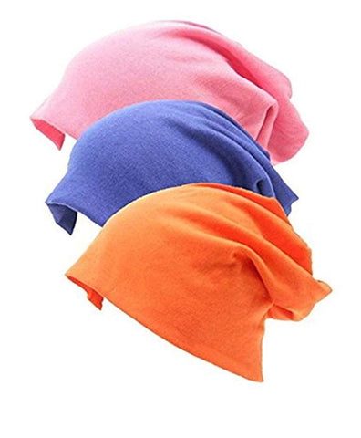 FAIRYRAIN 3 Pack Unisex Soft Comfy Cotton Beanie Head Scarf Hat CapTurban Muslim Cap Hats for Hairloss, Sleep Cancer