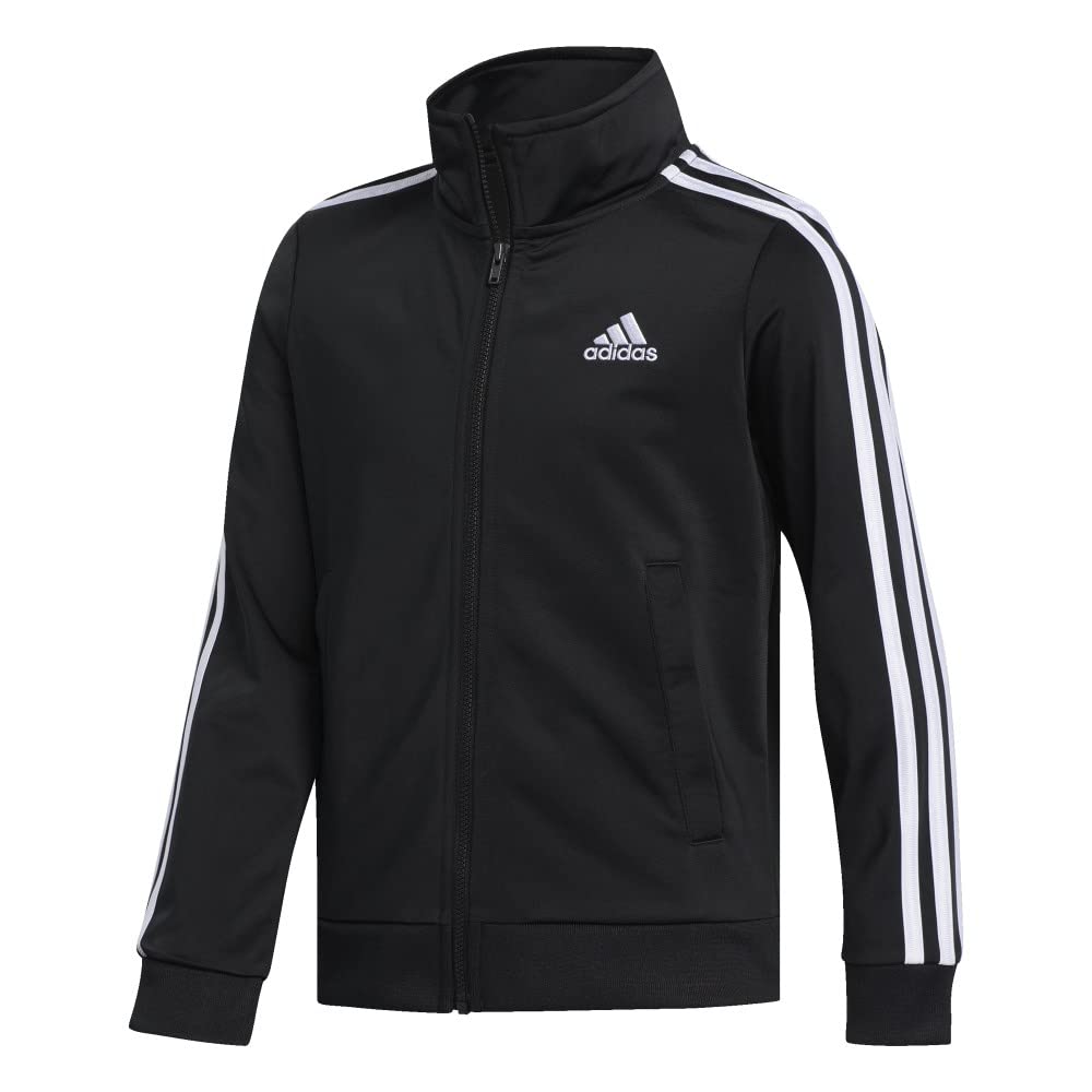 Adidas Boys' Little Zip Front Iconic Tricot Jacket, Black, 7