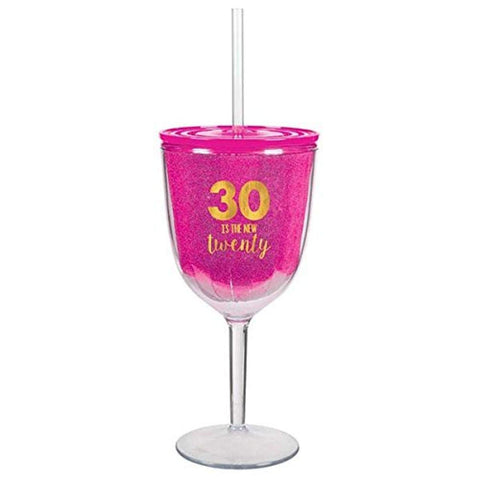 Amscan 30 Is The New Twenty Wine Tumbler with Straw
