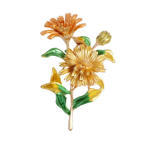 Daisy Flower Brooch Pin for Women?3D Enamel Sunflower Brooch Pin,Charm Sun Flower Coat Collar Brooch for Women Girls, Metal, no gemstone