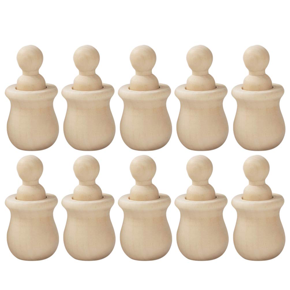 EXCEART 10 Set puppet wood doll bodies DIY peg doll Unfinished people unfinished peg dolls peg doll supplies hand decor kidult toys Unfinished Wooden doll household child Bamboo pendant