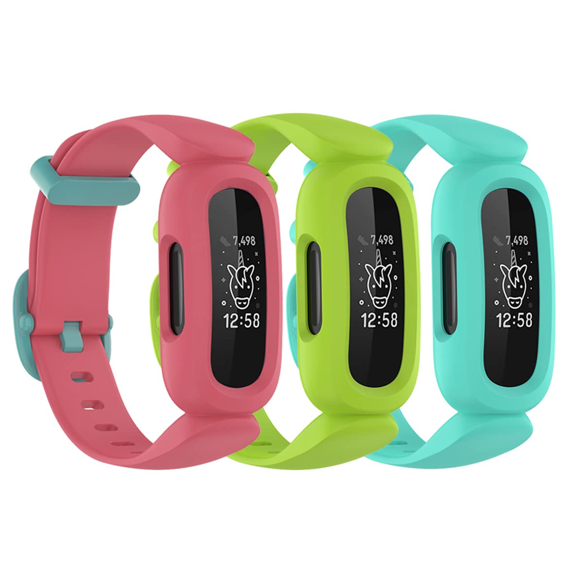 honecumi 3 Pack Ace 3 Straps Compatible with Fitbit Ace 3 Watch Bands for Kids Children Girls Boys Colorful Skin-Friendly Ace 3 Watch Strap Wristband Bracelet Replacement Accessory for Boy Girl Gift