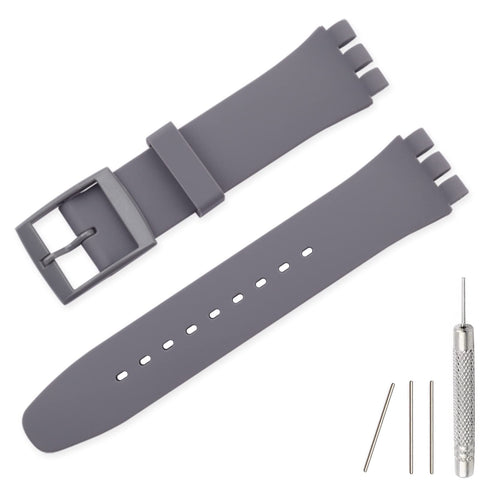 Lijinlan Replacement Silicone Band for Swatch 17mm 19mm 20mm, Waterproof Wristband Watch Strap for Swatch (20mm, Gray)