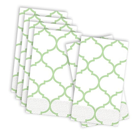 Amscan Lattice Premium Guest Towels Tableware (16 Piece), 4.5" x 7.8", Spring Green