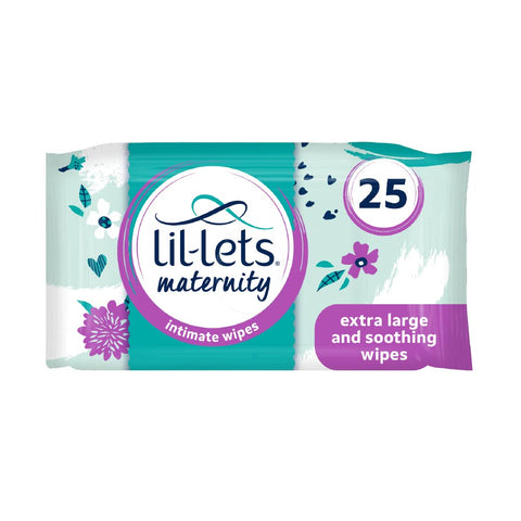 Lil-Lets Maternity Intimate Wipes, 1 Pack of 25 Wipes (25 Count), Extra Large, Biodegradable Wipes, For Pre & Post Birth, Dermatologically & Gynaecologically Tested