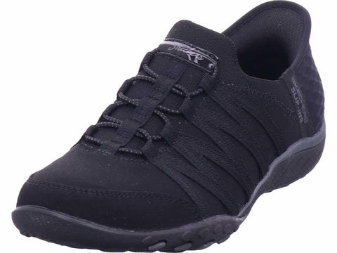 SKECHERS Women's Breathe Easy-ROLL with ME Sneaker, Black, 5 Wide