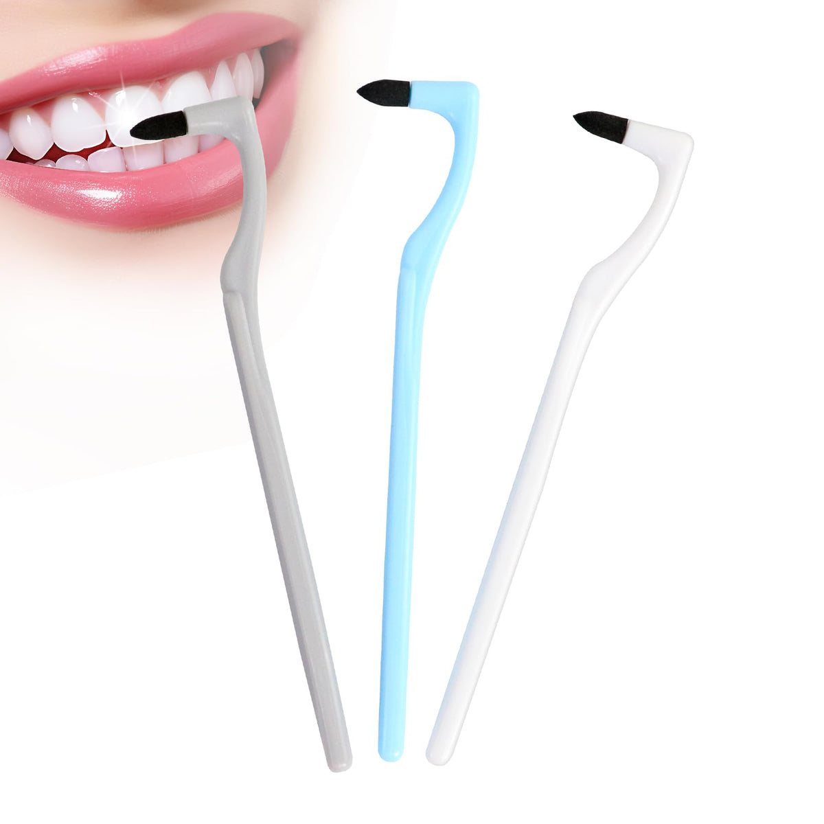 Quelcc 3 PCS Interspace Toothbrush, Tartar Remover, Plaque Remover for Teeth, End-tuft Interdental Toothbrushes, Teeth Cleaning Kit, for Removing Plaque & Stain (White & Blue&Grey)