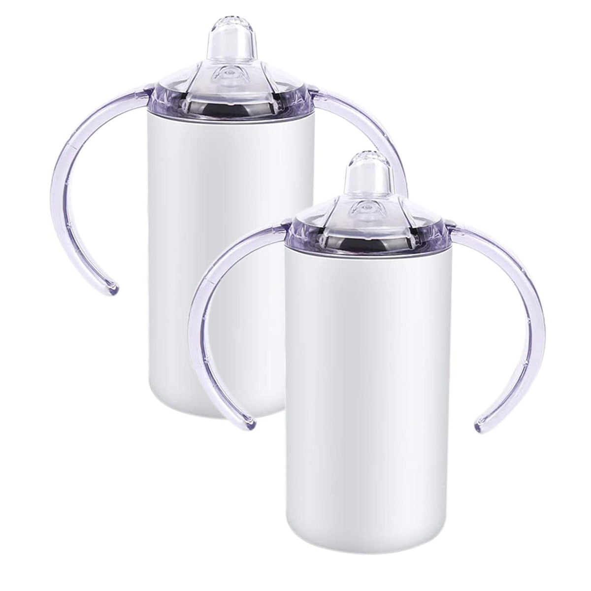 ORTUH 2PCS 12OZ Stainless Steel Sippy Cup with Leak-Proof Lid - Vacuum Straw Insulation Water Bottle - Leakproof Sippy Tumbler with Handle, Large Capacity, Sublimation Water Cup for Children, White