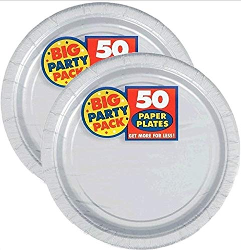 amscan Silver Big Party Pack Dinner Plates (100 Count)