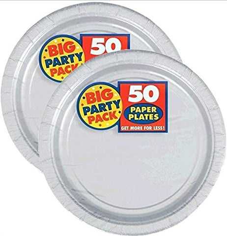 amscan Silver Big Party Pack Dinner Plates (100 Count)
