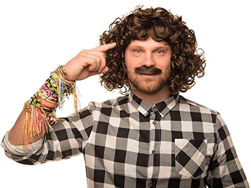Wool Wolfgang wig in a set with beard and friendship ribbons - absolutely authentic hit star wig in brown