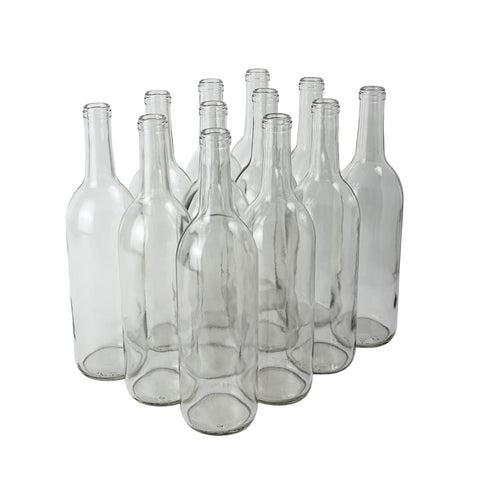 FastRack - W5 Wine Bottles, 12 Bordeaux Wine Bottles, 12 Clear Wine Bottles, 750 ml Empty Bottles