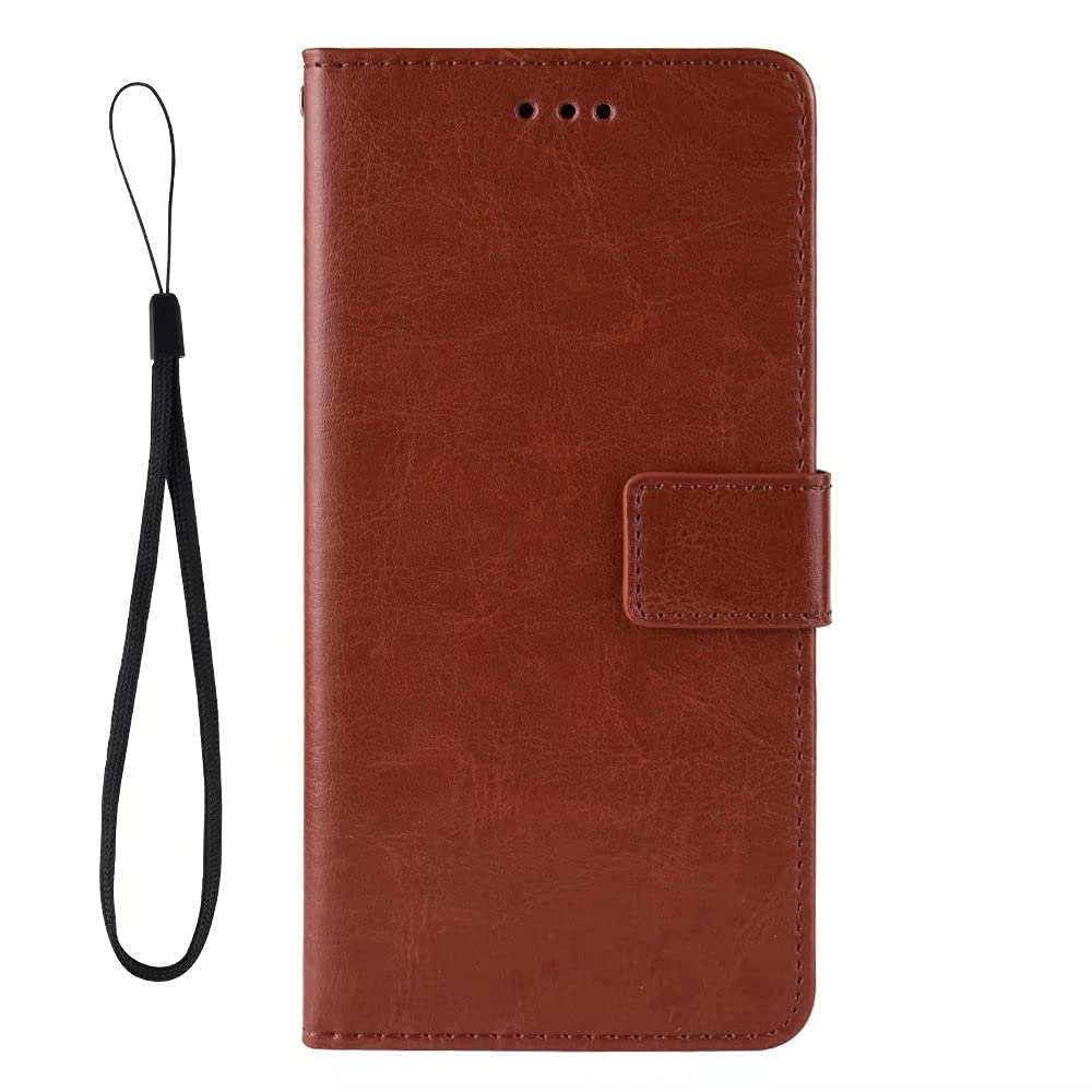TINGYR Case Compatible with Honor X5b Plus Cover, Cover Flip Case Stylish Wallet Case with Card Slots Shockproof, Case Compatible with Honor X5b Plus Smartphone-(Brown)