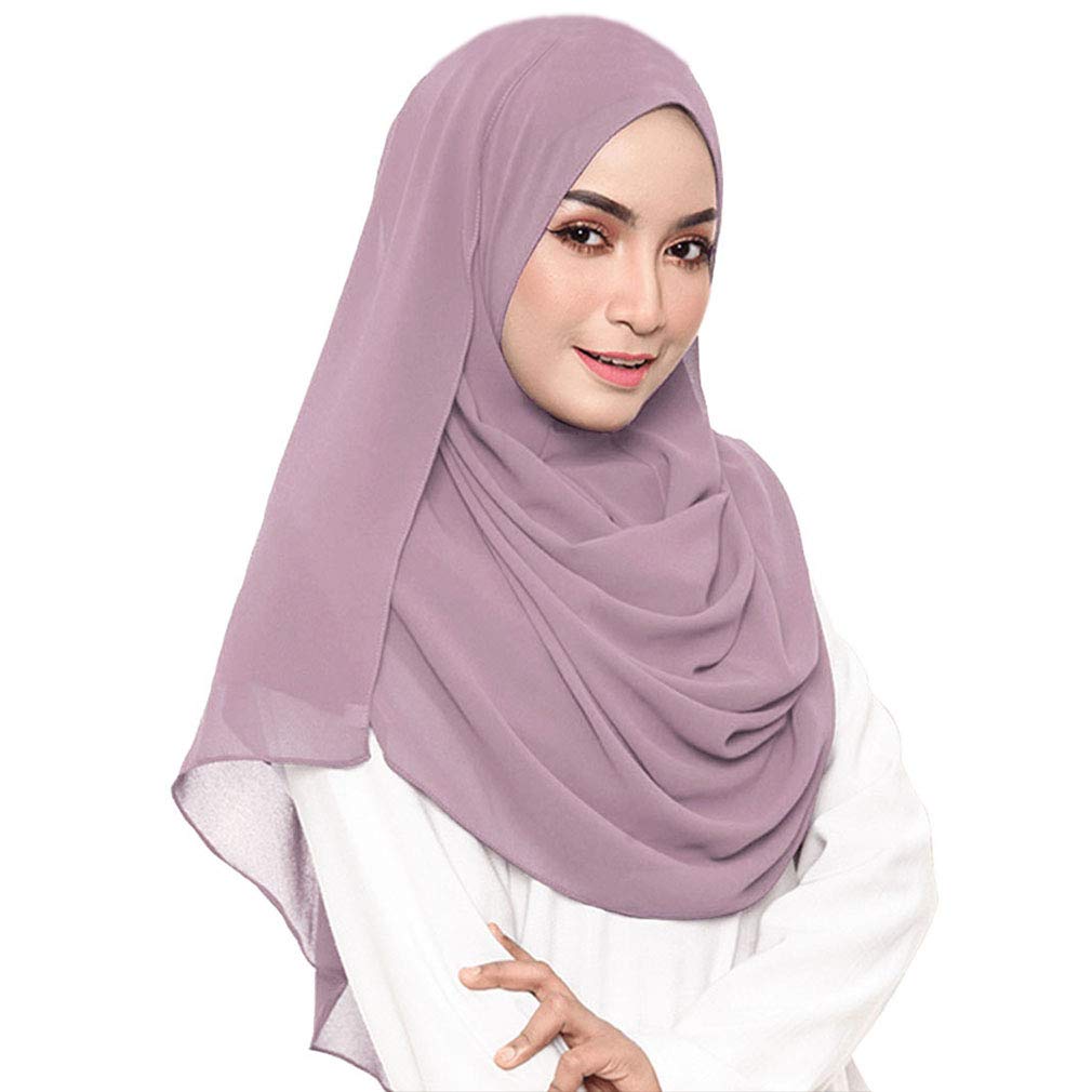 LMVERNA Solid Color Bubble Chiffon Scarf for Women Fashion Soft Hijab Long Scarf Wrap Scarves, Dusty Pink, Medium