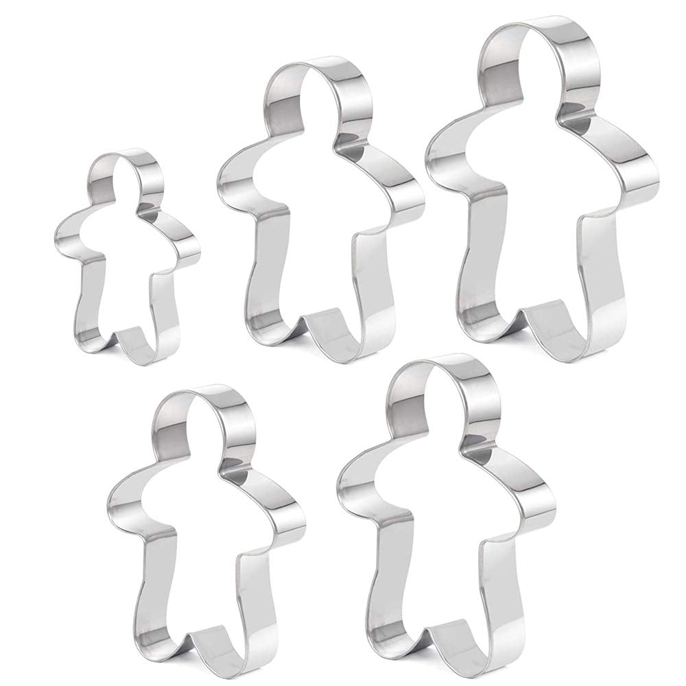 5 Pcs Ginger Bread Man Cookie Cutters Stainless Steel Gingerbread Boy Cutte for Biscuit Cutter