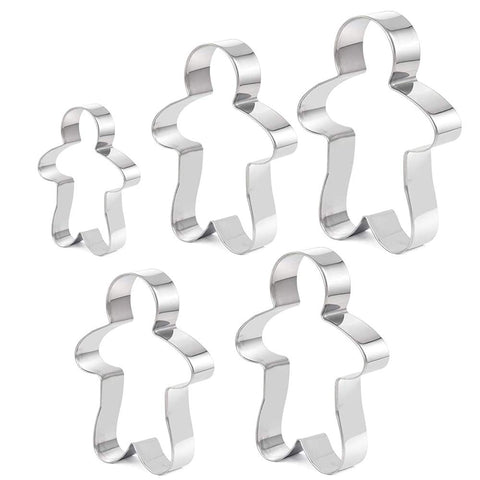 5 Pcs Ginger Bread Man Cookie Cutters Stainless Steel Gingerbread Boy Cutte for Biscuit Cutter