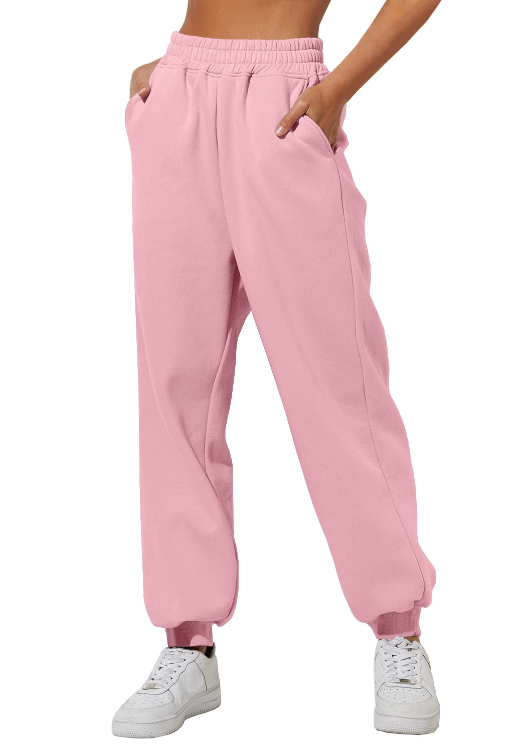 Yovela Sweatpants Women High Waisted Baggy Sweat Pants Winter Outfits Cotton Fleece Lined Comfy Lounge with Pocket LightPink XL