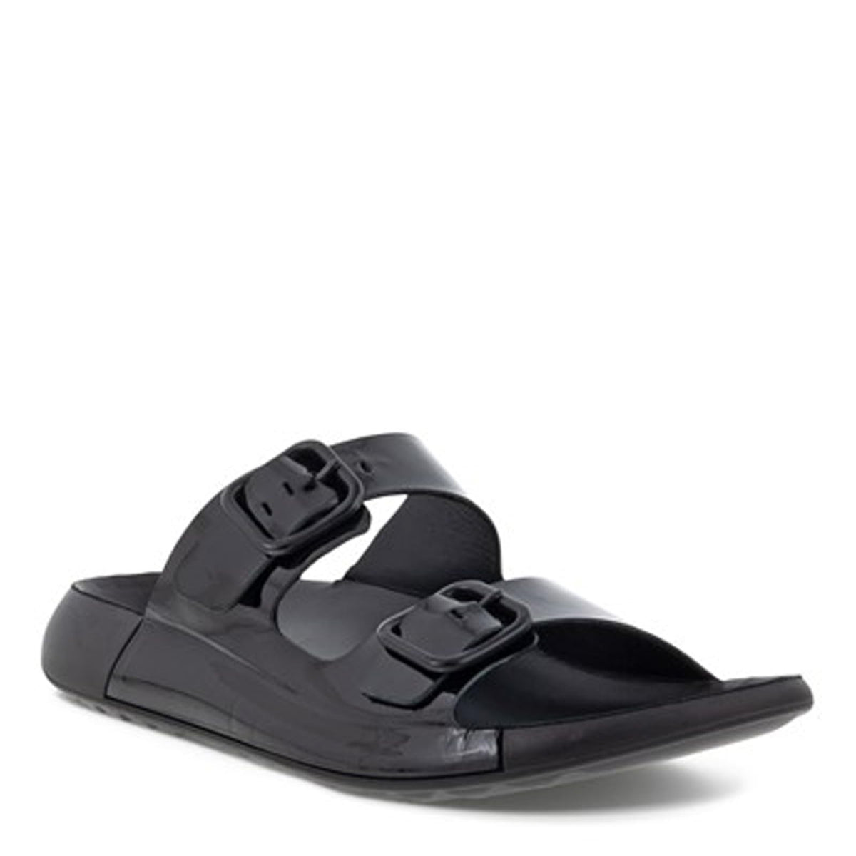 ECCO Women's COZMO TWO BAND BUCKLE, BLACK PATENT, 4-4.5