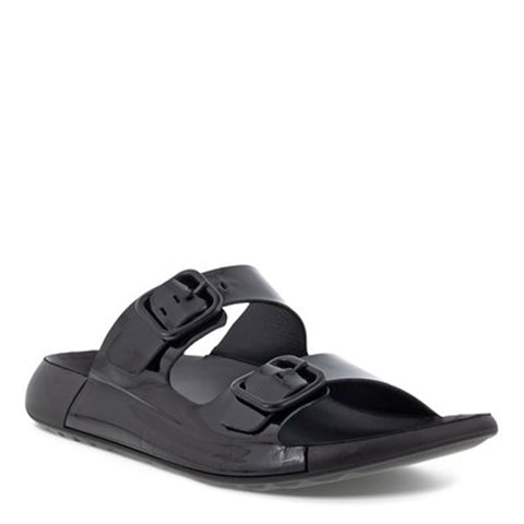 ECCO Women's COZMO TWO BAND BUCKLE, BLACK PATENT, 4-4.5