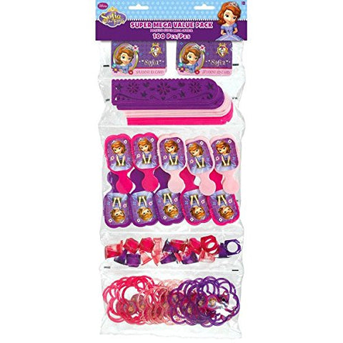 Amscan Fun Filled Disney Sofia Super Mega Mix Value Set Birthday Party Favour (Pack of 100), Multicolor, 24" x 9 1/4"