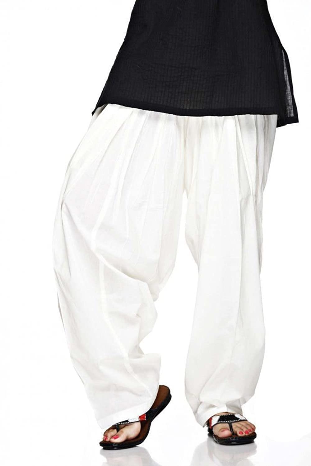 Plain Patiala Salwar Pants-100% Cotton-in Many Colours- Kameez Kurti Tunic Yoga White