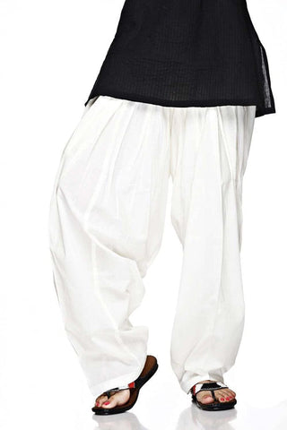 Plain Patiala Salwar Pants-100% Cotton-in Many Colours- Kameez Kurti Tunic Yoga White