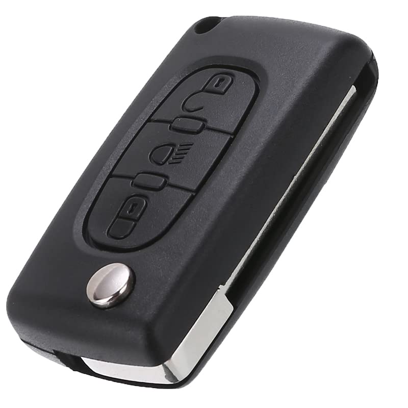 HooRLZ Key Fob Replacement For CITROEN C1 C2 C3 C4 C5 C6 Dispatch Berlingo Grand Picasso, Peugeot Partner Expert Remote Car Key Cover Case 3 Button, Peugeot Partner Key, CITROEN C4 Key Fob - CE0536