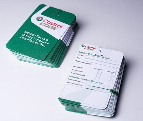 Castrol 50 x oil change tags, oil changes, notes