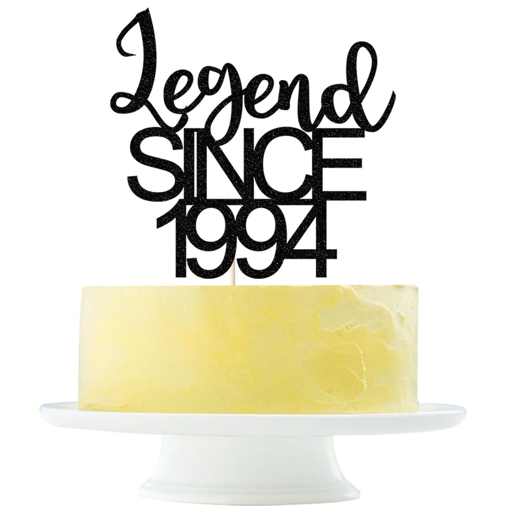 legend since 1994 cake topper 30th birthday happy birthday cake topper men and women cheer 30 years old handmade black glitter cake decoration