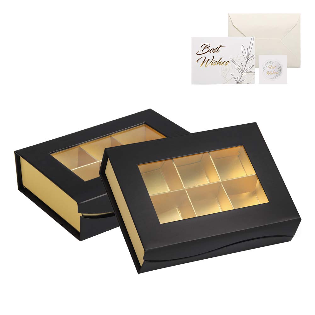 Bumlon Chocolate Boxes Empty Small with Sleeve,2 pcs,Empty Chocolate Boxes With window,Sweet Boxes Empty,for Birthday Father's day Mother's Day