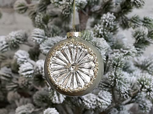 Chic Antique Christmas Baubles, Drops, Cones, Pendant, Antique Glass Bauble with Pattern Vintage Christmas Tree Bauble Christmas X-Mas 51913-21 8 cm Dusty Green 7 - 10